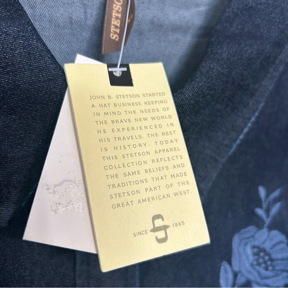 NWT Stetson Embrodiered Dark Denim Snap Front Shirt Sz XL - Picture 11 of 14